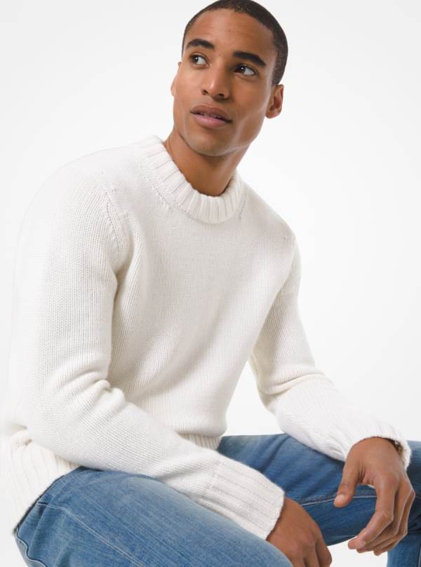 Panske Svetre Michael Kors Cashmere Biele - Oblecenie Michael Kors Akcia | ADYIR-0127